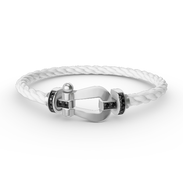 Miro FORCE LARGE HORSESHOE BLACK DIAMOND BRACELET SILVER