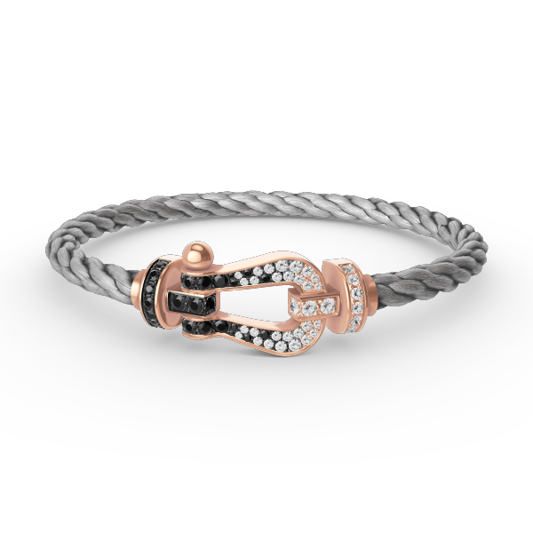 Miro FORCE LARGE HORSESHOE BLACK WHITE DIAMOND BRACELET ROSE GOLD