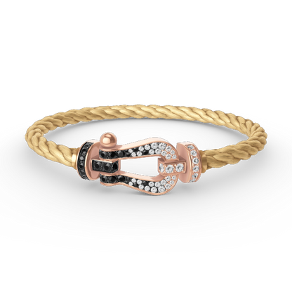 Miro FORCE LARGE HORSESHOE BLACK WHITE DIAMOND BRACELET ROSE GOLD