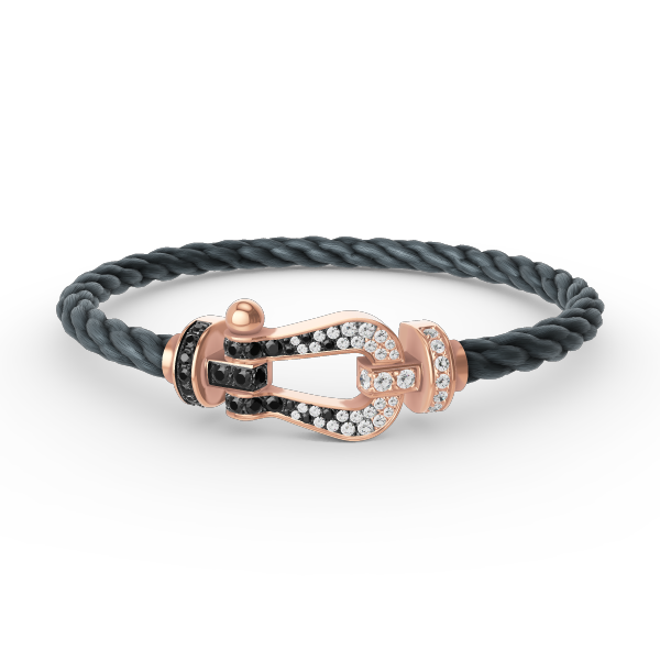 Miro FORCE LARGE HORSESHOE BLACK WHITE DIAMOND BRACELET ROSE GOLD