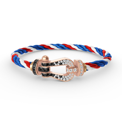 Miro FORCE LARGE HORSESHOE BLACK WHITE DIAMOND BRACELET ROSE GOLD