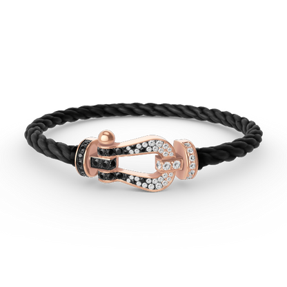 Miro FORCE LARGE HORSESHOE BLACK WHITE DIAMOND BRACELET ROSE GOLD