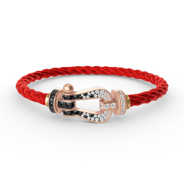 Miro FORCE LARGE HORSESHOE BLACK WHITE DIAMOND BRACELET ROSE GOLD