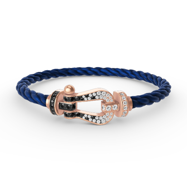 Miro FORCE LARGE HORSESHOE BLACK WHITE DIAMOND BRACELET ROSE GOLD