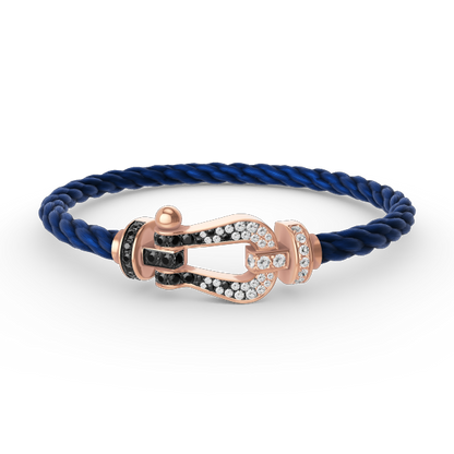 Miro FORCE LARGE HORSESHOE BLACK WHITE DIAMOND BRACELET ROSE GOLD