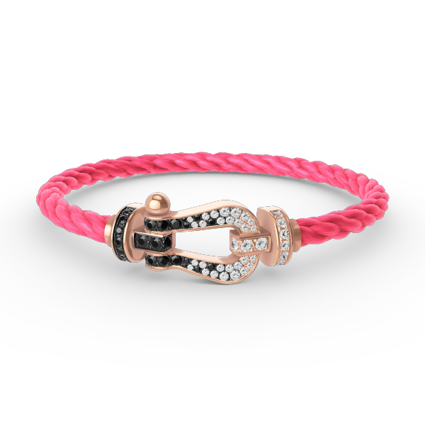 Miro FORCE LARGE HORSESHOE BLACK WHITE DIAMOND BRACELET ROSE GOLD