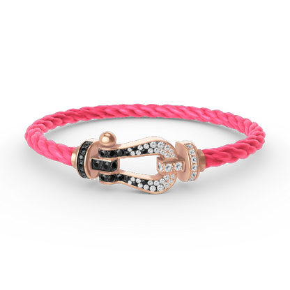 Miro FORCE LARGE HORSESHOE BLACK WHITE DIAMOND BRACELET ROSE GOLD
