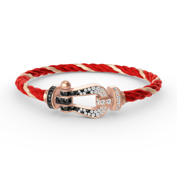 Miro FORCE LARGE HORSESHOE BLACK WHITE DIAMOND BRACELET ROSE GOLD