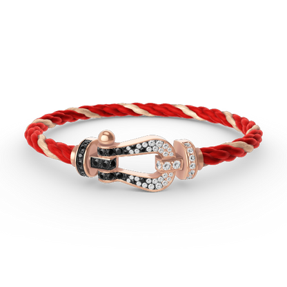 Miro FORCE LARGE HORSESHOE BLACK WHITE DIAMOND BRACELET ROSE GOLD