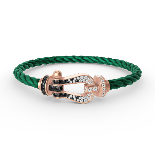 Miro FORCE LARGE HORSESHOE BLACK WHITE DIAMOND BRACELET ROSE GOLD