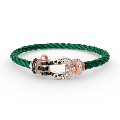 Miro FORCE LARGE HORSESHOE BLACK WHITE DIAMOND BRACELET ROSE GOLD