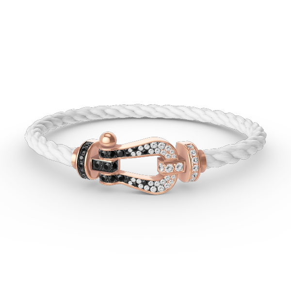Miro FORCE LARGE HORSESHOE BLACK WHITE DIAMOND BRACELET ROSE GOLD