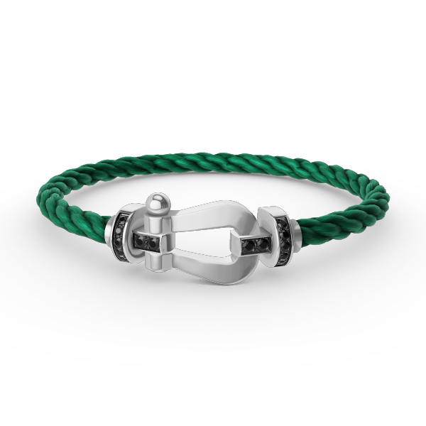 Miro FORCE LARGE HORSESHOE BLACK DIAMOND BRACELET SILVER