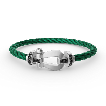 Miro FORCE LARGE HORSESHOE BLACK DIAMOND BRACELET SILVER