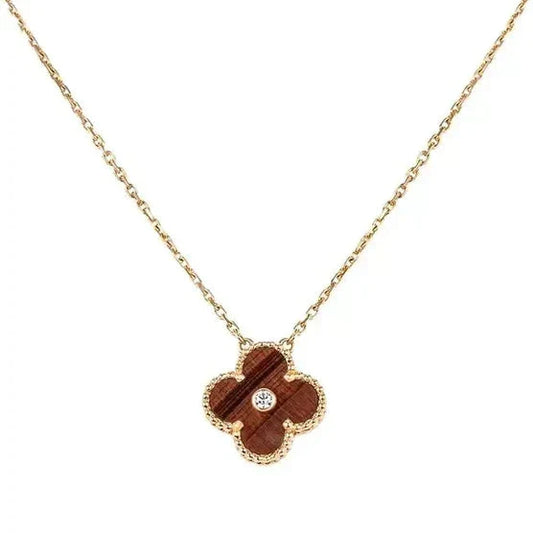 Miro CLOVER 15MM DIAMOND AND YELLOW TIGER'S EYE AGATE necklace