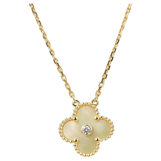 Miro CLOVER 15MM DIAMOND GOLD MOTHER OF PEARL NECKLACE