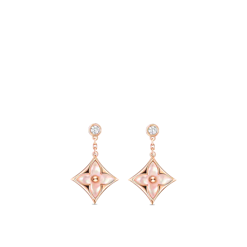 Miro DOUBLE STAR PINK GOLD MOP DROP EARRINGS