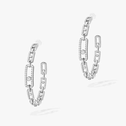[[Miro ]Move Link Diamond Hoop Earrings