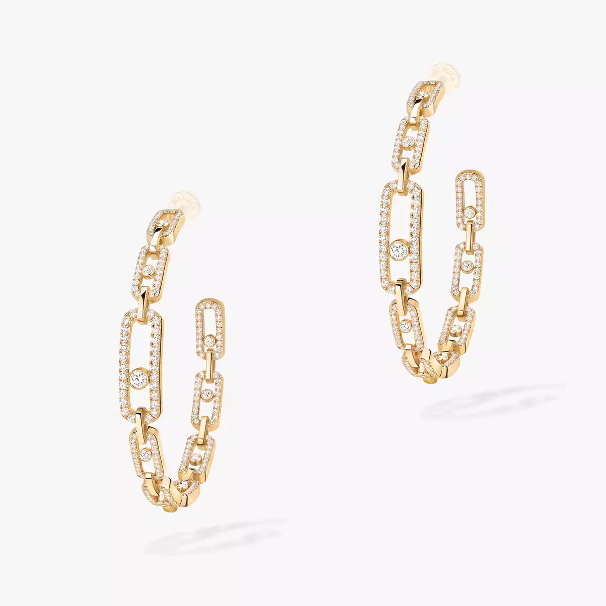 [[Miro ]Move Link Diamond Hoop Earrings