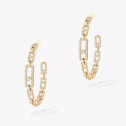 [[Miro ]Move Link Diamond Hoop Earrings