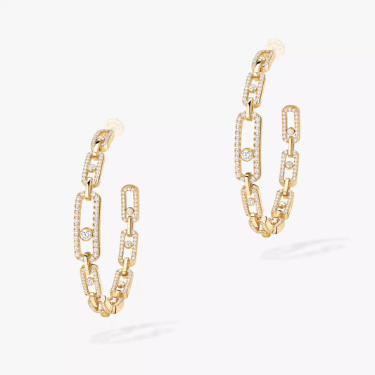 [[Miro ]Move Link Diamond Hoop Earrings