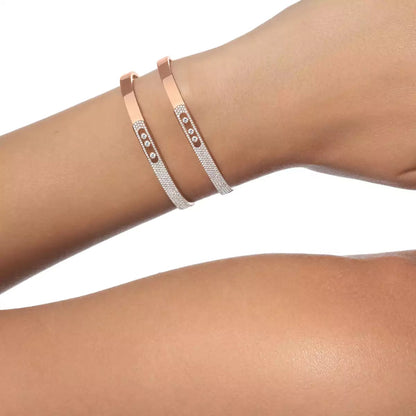 [Miro ]Move Noa Rose Gold Pavé Diamond Bangle Bracelet