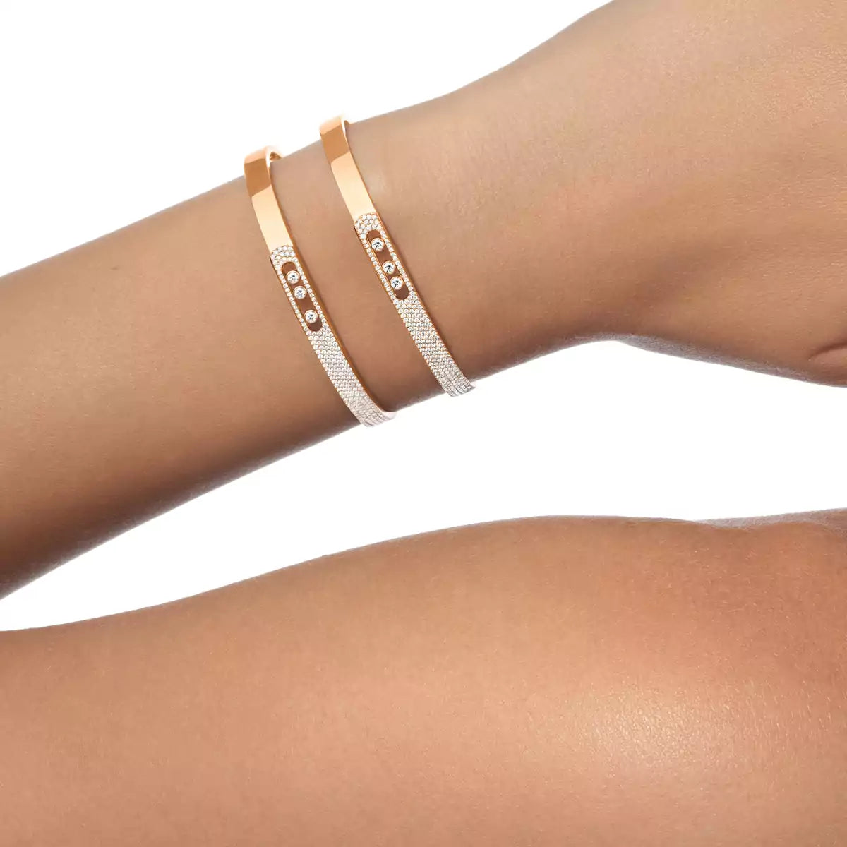 [Miro ]Move Noa Rose Gold Pavé Diamond Bangle Bracelet