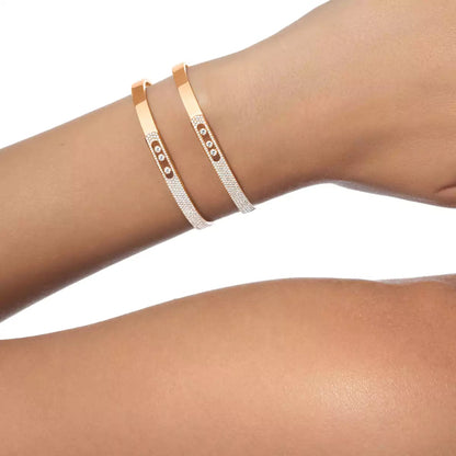 [Miro ]Move Noa Rose Gold Pavé Diamond Bangle Bracelet