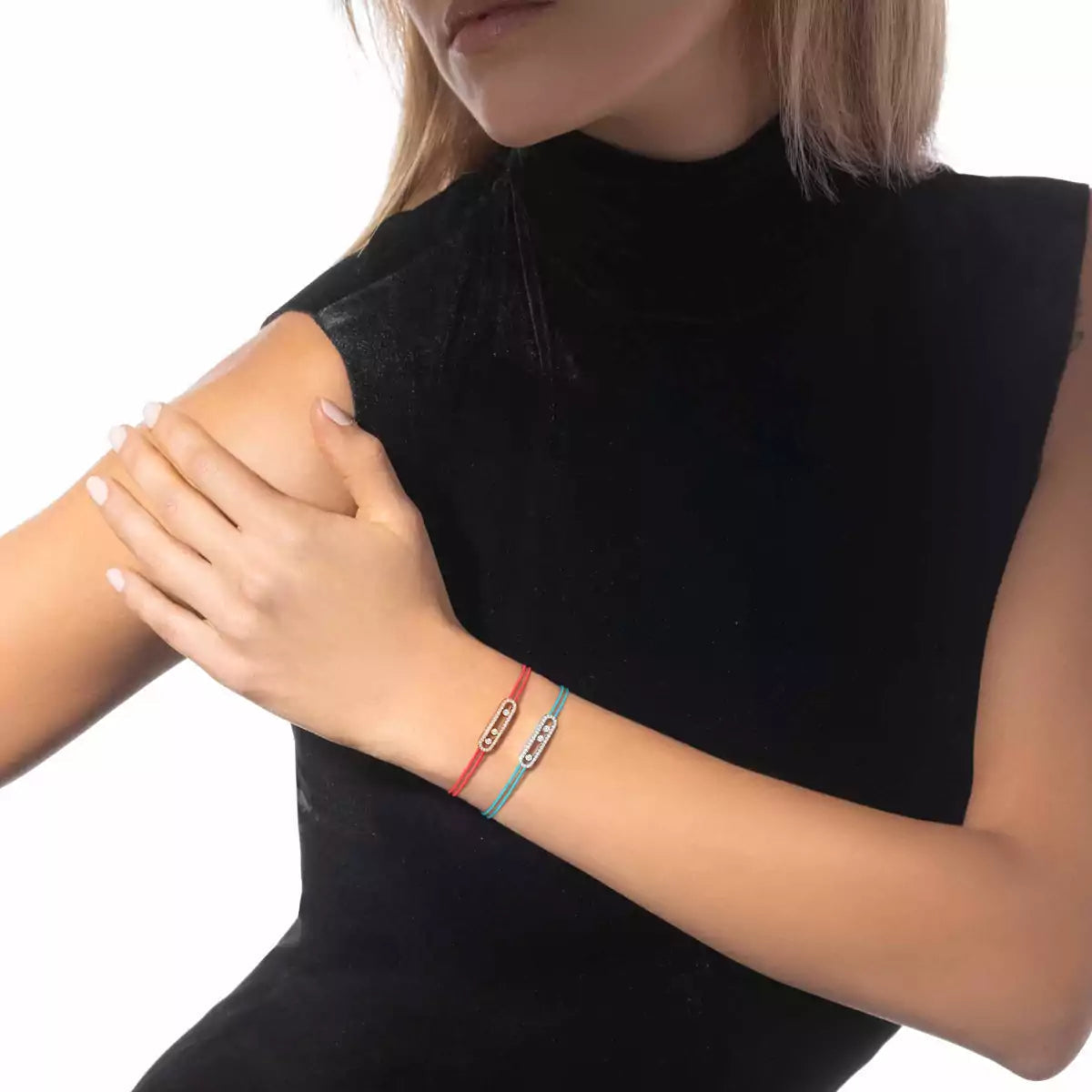 [Miro ]Messika Care(s) pink cord pavé bracelet