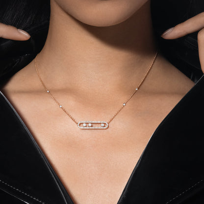 [Miro ]  Move Pave_ Rose Gold Diamond Necklace