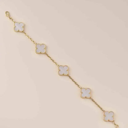 [Miro ]New CLOVER WHITE PEARL MOP 5 MOTIF BRACELET COLLECTION