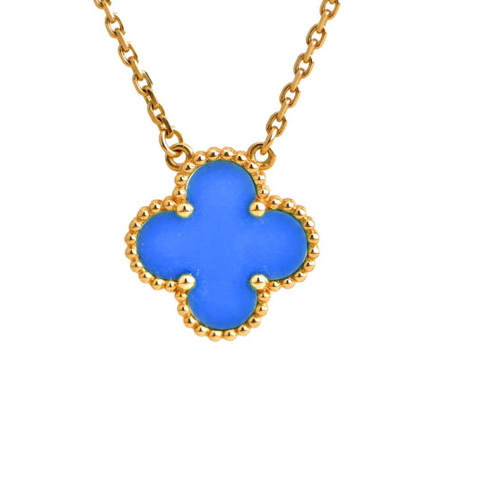 Miro CLOVER 15MM BLUE AGATE NECKLACE