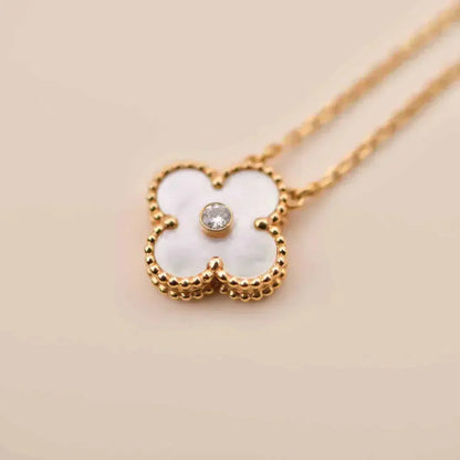 Miro CLOVER 15MM DIAMOND WHITE FRITILLARIA NECKLACE