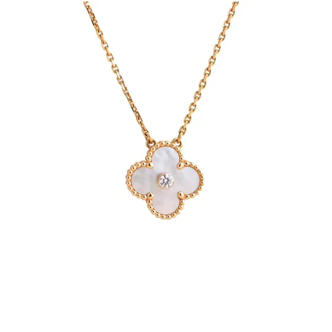 Miro CLOVER 15MM DIAMOND WHITE FRITILLARIA NECKLACE