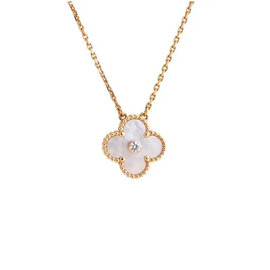Miro CLOVER 15MM DIAMOND WHITE FRITILLARIA NECKLACE