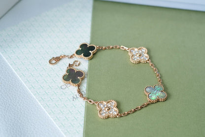 [Miro ]New CLOVER 5 MOTIF GRAY MOP BRACELET COLLECTION