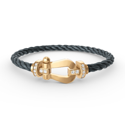 Miro FORCE LARGE HORSESHOE HALF DIAMOND BRACELET GOLD