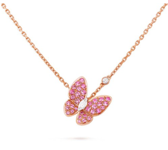 Miro バタフライ レッドダイヤモンド ローズゴールドネックレス