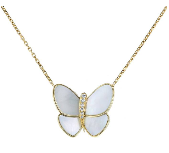 Miro BUTTERFLY GOLD MOP DIAMOND NECKLACE