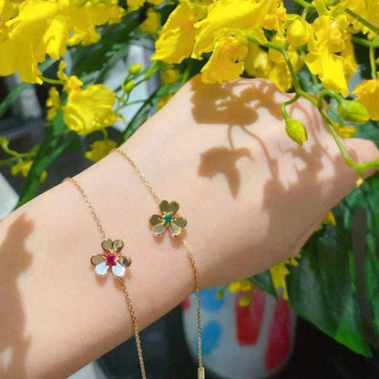 Miro FRIVOLE GOLD FLOWER PINK MALACHITE BRACELET