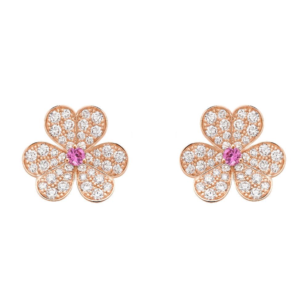 Miro FRIVOLE PINK GOLD FLOWER DIAMOND EARRINGS