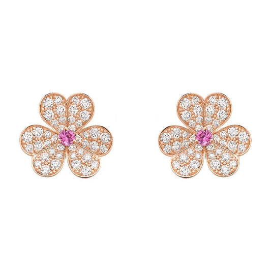 Miro FRIVOLE PINK GOLD FLOWER DIAMOND EARRINGS