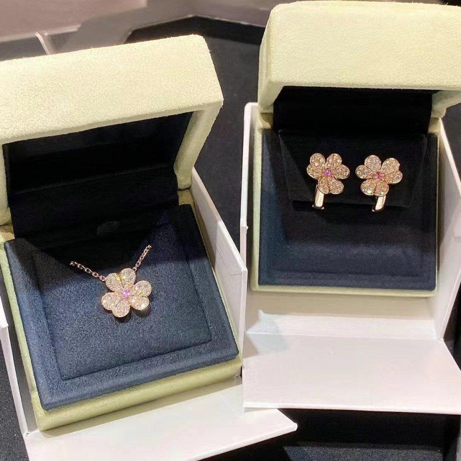 Miro FRIVOLE PINK GOLD FLOWER DIAMOND EARRINGS