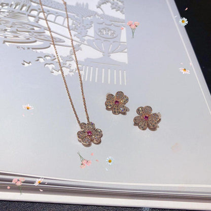 Miro FRIVOLE PINK GOLD FLOWER DIAMOND EARRINGS