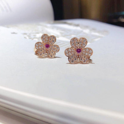Miro FRIVOLE PINK GOLD FLOWER DIAMOND EARRINGS