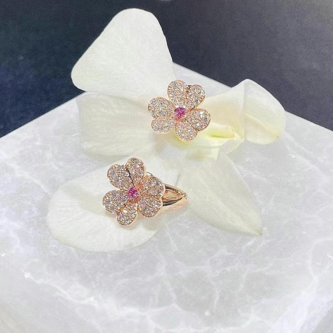 Miro FRIVOLE PINK GOLD FLOWER DIAMOND EARRINGS