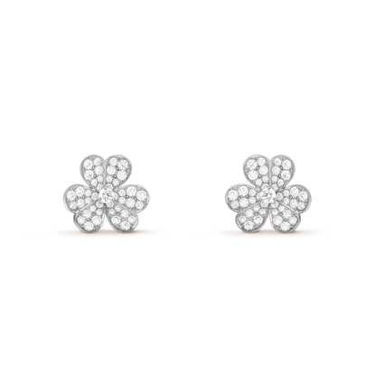 Miro FRIVOLE SILVER FLOWER DIAMOND EARRINGS