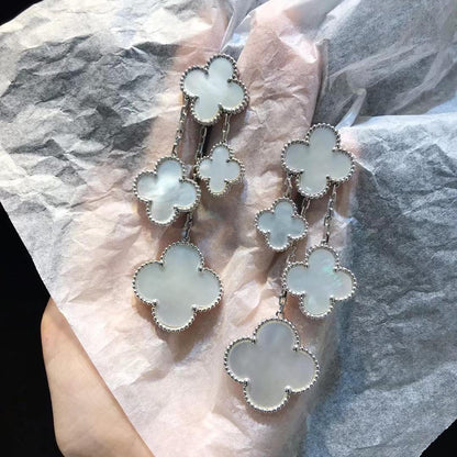 Miro CLOVER EARRINGS WHITE MOP 4 MOTIFS SILVER