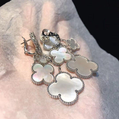 Miro CLOVER EARRINGS WHITE MOP 4 MOTIFS SILVER