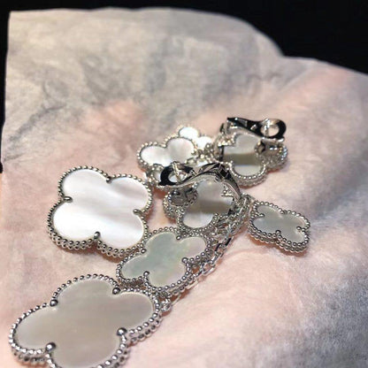 Miro CLOVER EARRINGS WHITE MOP 4 MOTIFS SILVER